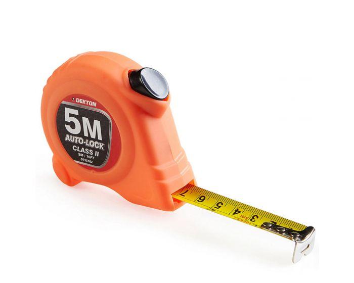 Dekton Auto-Lock Hi-Vis Soft Grip Tape Measure 5M